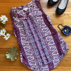 Modcloth Pink Paisley/floral Sleeveless Blouse